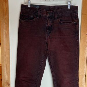 J Brand Mens Size 32 Burgundy Slim Fit Dark Wash Jeans
